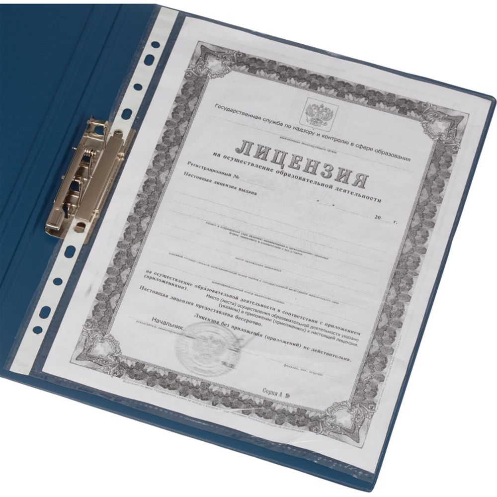 Папка с механическим прижимом Bantex 3301-01, А4, картон/ПВХ, синяя 3026