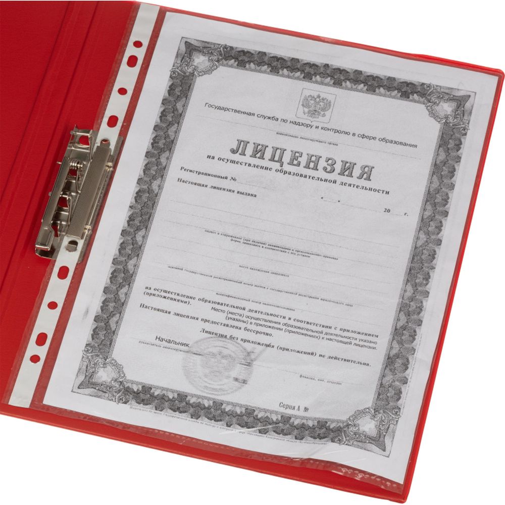 Папка с механическим прижимом Bantex 3301-09, А4, картон/ПВХ, красная 50324