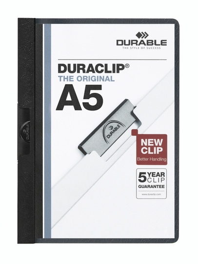 Папка с клипом Durable DuraClip plus до 30л, белая, А5