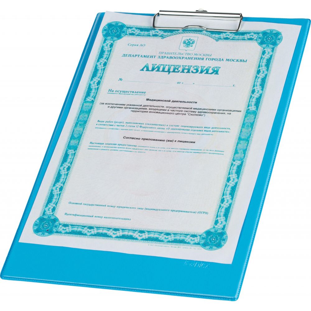 Клипборд Bantex 4201-23, А4, картон/ПВХ, небесно-голубой