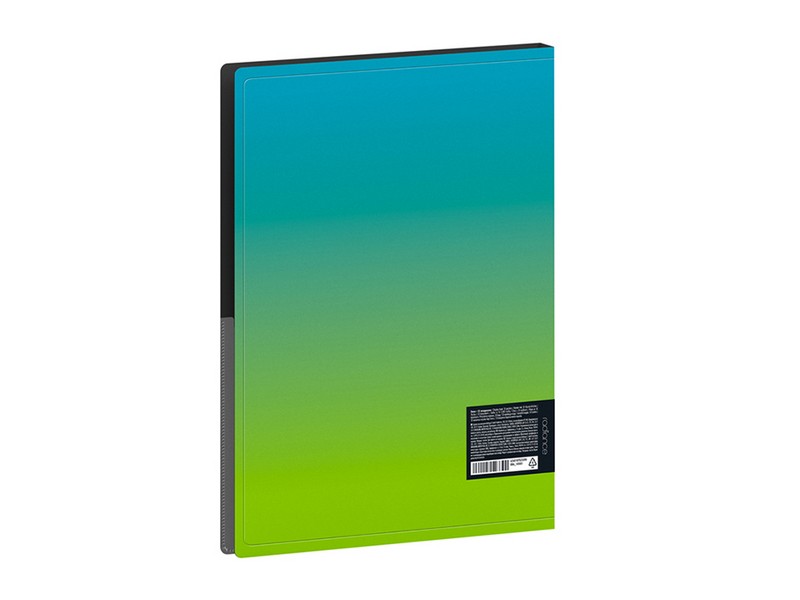 Папка с 10 вкладышами Berlingo "Radiance", 17мм, 600мкм, с внутренним карманом, голубой/зеленый градиент