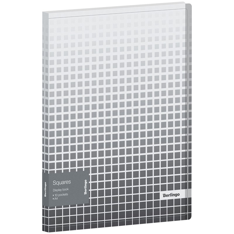 Папка с 10 вкладышами Berlingo "Squares", 17мм, 600мкм, с внутр. карманом, с рисунком (дизайн 1)