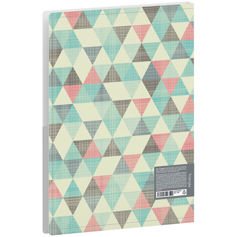 Папка с 10 вкладышами Berlingo "Triangle", 17мм, 600мкм, с внутренним карманом, с рисунком