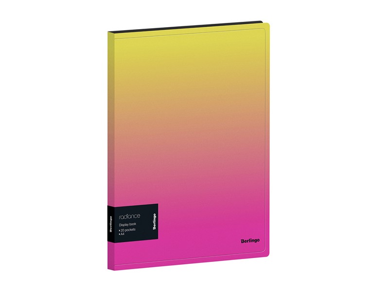 Папка с 20 вкладышами Berlingo "Radiance", 17мм, 600мкм, с внутренним карманом, желтый/розовый градиент