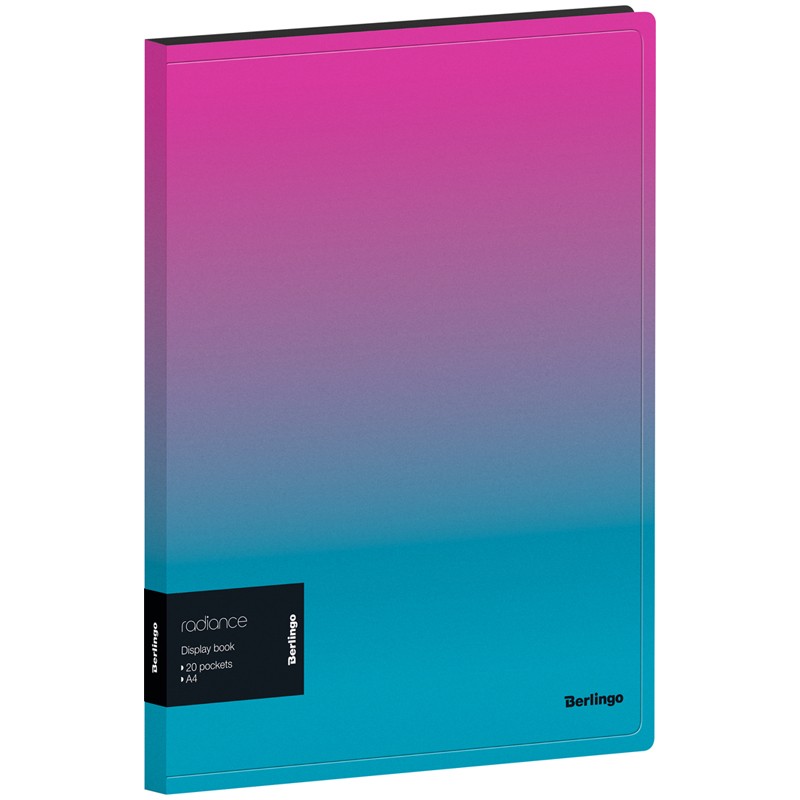 Папка с 20 вкладышами Berlingo "Radiance", 17мм, 600мкм, с внутренним карманом, розовый/голубой градиент