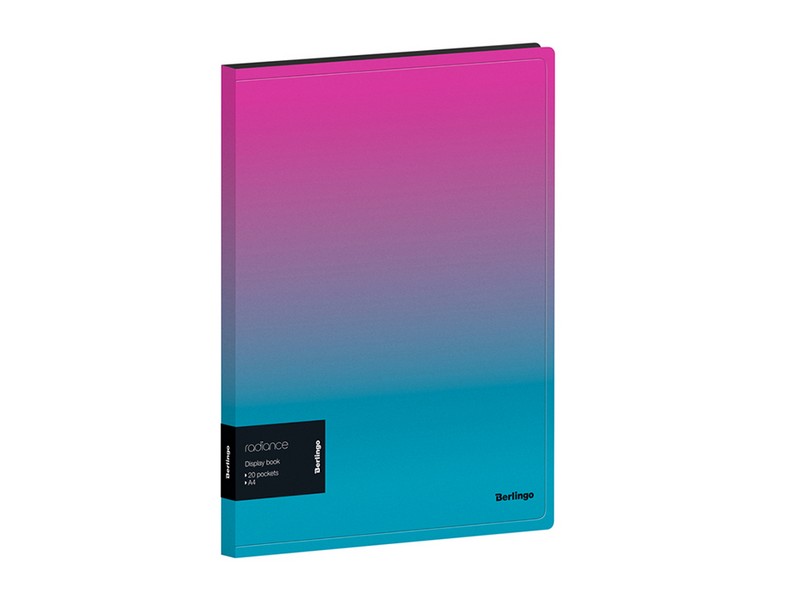 Папка с 20 вкладышами Berlingo "Radiance", 17мм, 600мкм, с внутренним карманом, розовый/голубой градиент