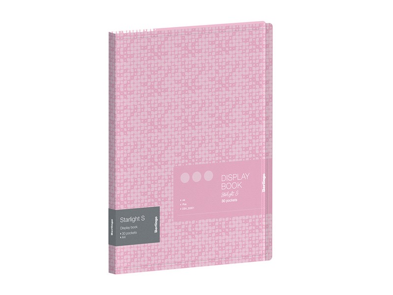 Папка с 30 вкладышами Berlingo "Starlight S", 17мм, 600мкм, розовая, с внутренним карманом, с рисунком