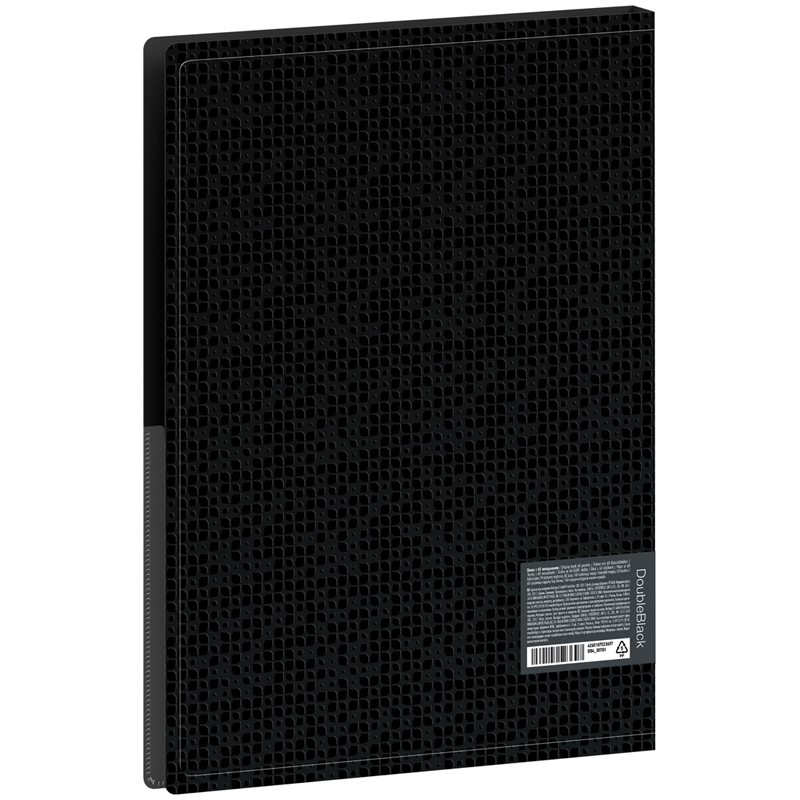Папка с 60 вкладышами Berlingo "DoubleBlack", 24мм, 600мкм, черная, с внутренним карманом, с рисунком