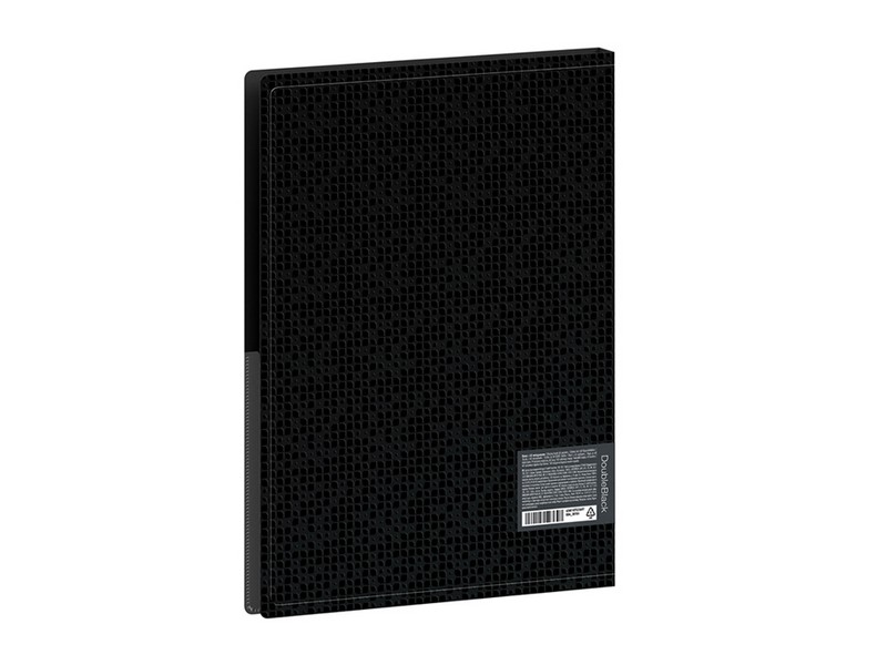 Папка с 60 вкладышами Berlingo "DoubleBlack", 24мм, 600мкм, черная, с внутренним карманом, с рисунком