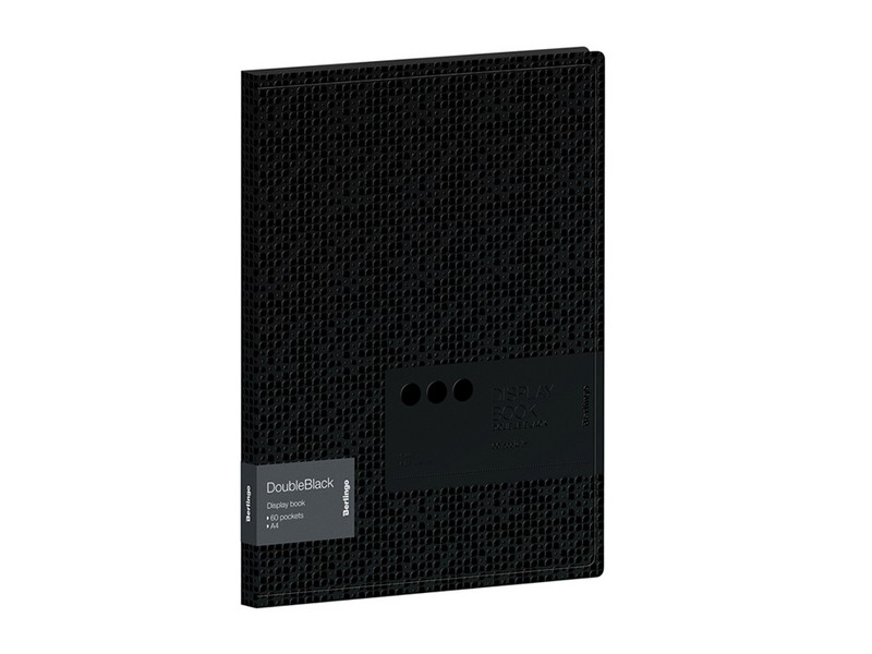 Папка с 60 вкладышами Berlingo "DoubleBlack", 24мм, 600мкм, черная, с внутренним карманом, с рисунком