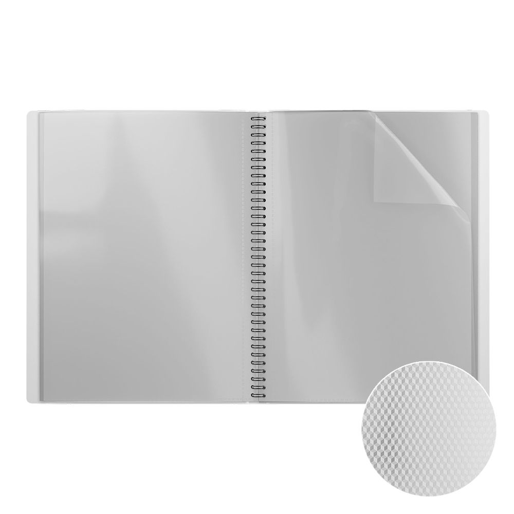 Папка файловая пластиковая на спирали ErichKrause Diamond Total White, с 20 прозрачными карманами, A4, белый