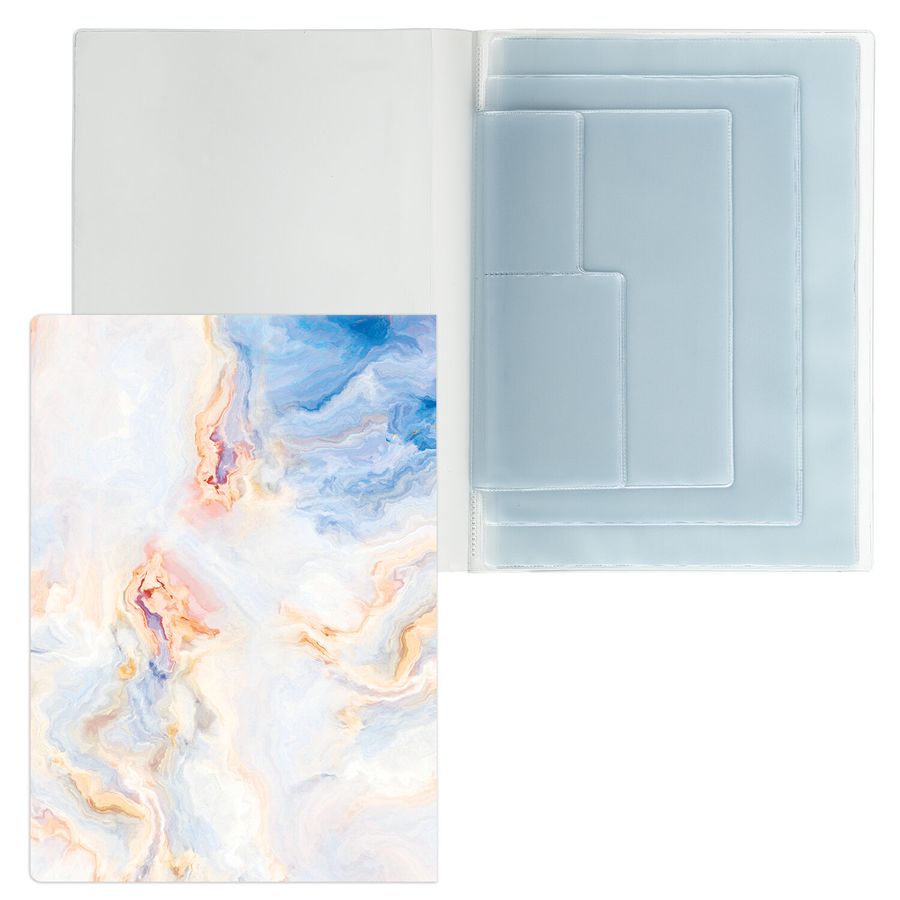 Папка-органайзер семейная для 4-х комплектов документов "Marble 2", А4, цветной принт, STAFF