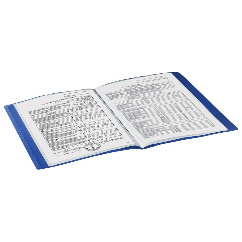 Папка 60 вкладышей BRAUBERG "Office", синяя, 0,6 мм