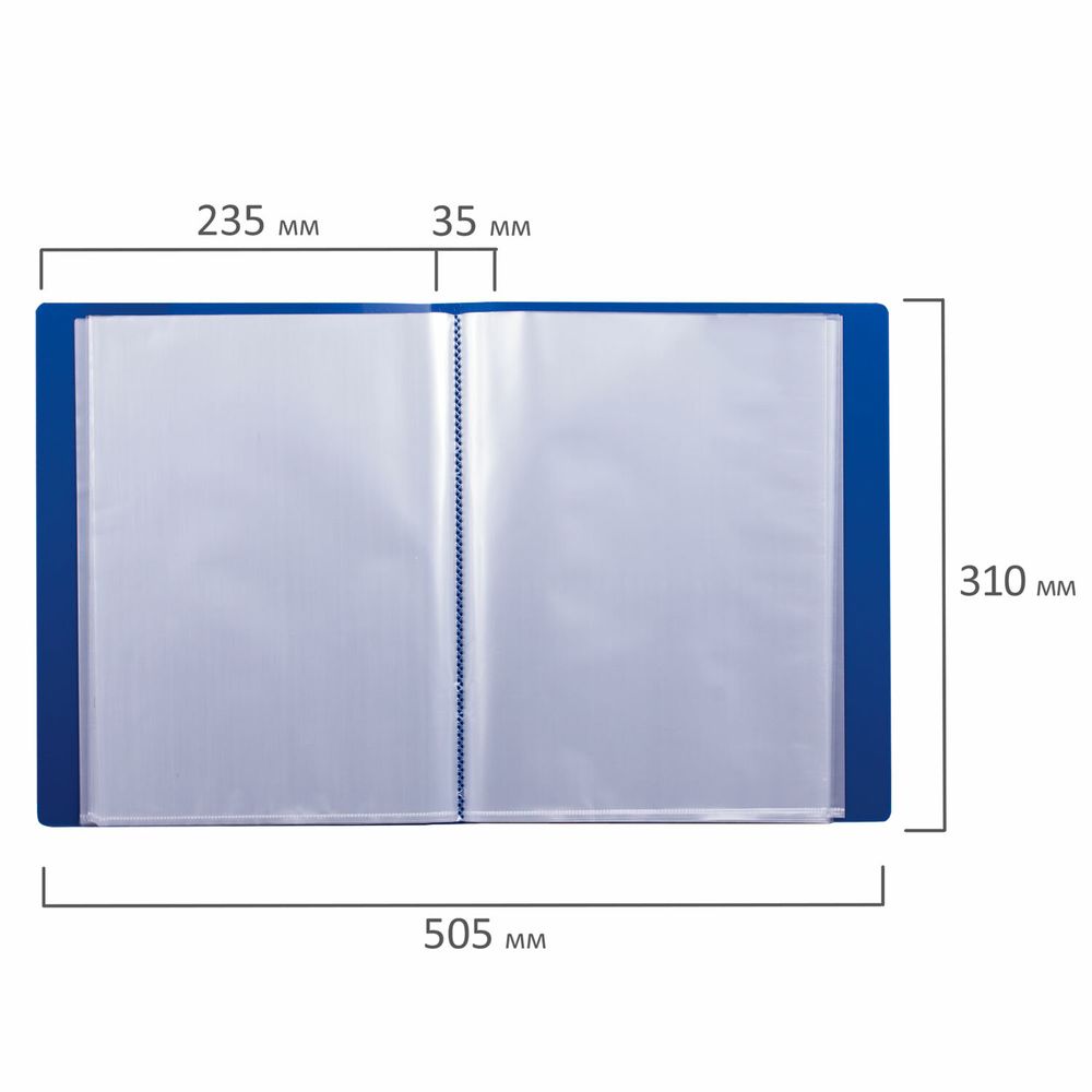 Папка 80 вкладышей BRAUBERG "Office", синяя, 0,8 мм