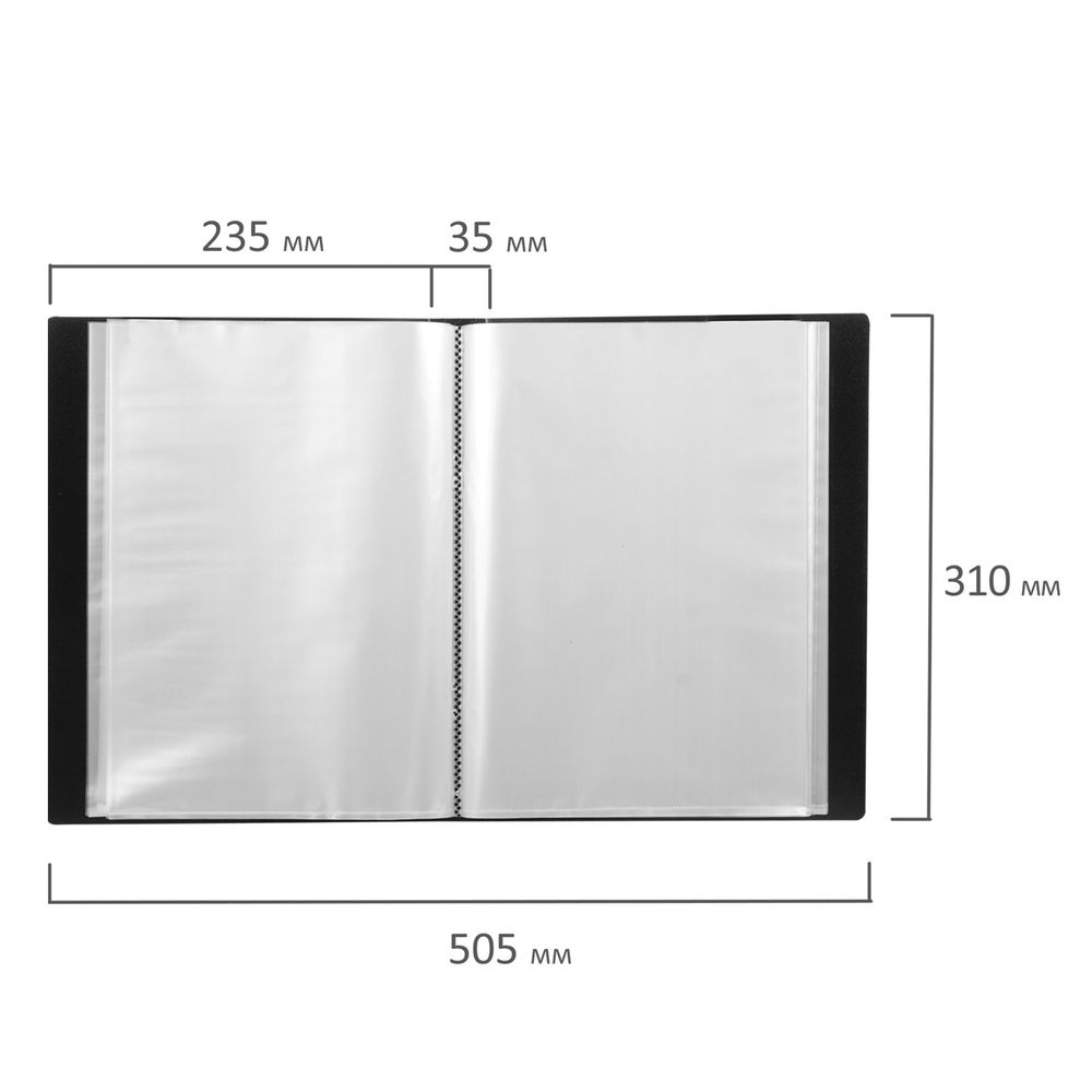 Папка 80 вкладышей BRAUBERG стандарт, черная, 0,9 мм