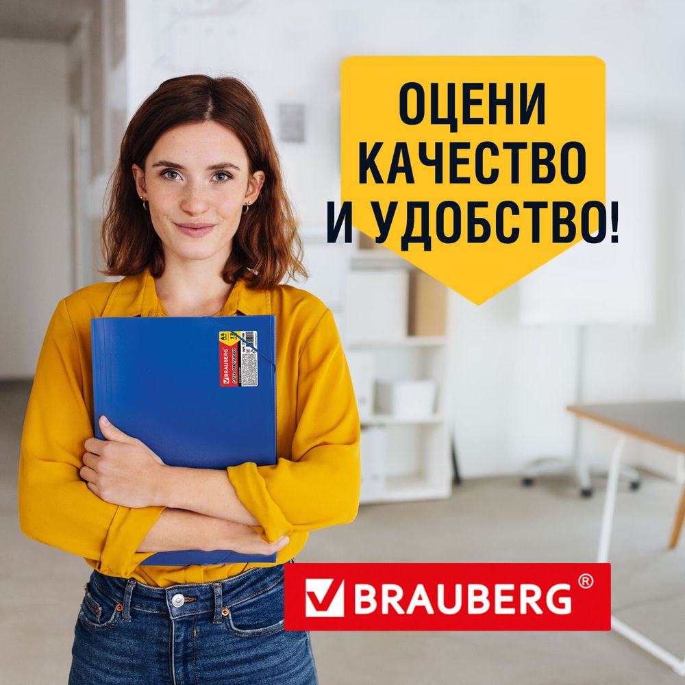 Папка на резинках BRAUBERG "Business", А4, 13 отделений, пластиковый индекс, синяя, 0,5 мм