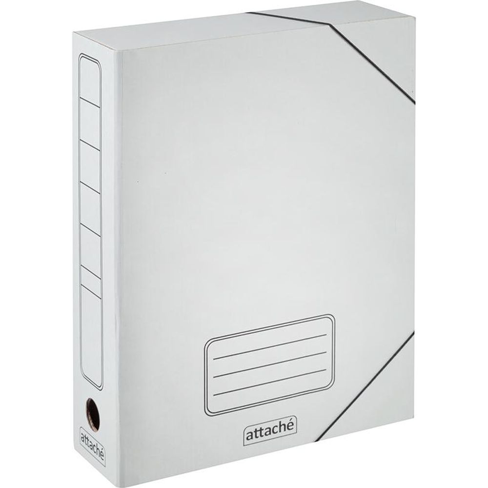 Папка на резинке ATTACHE 75мм, 245х75х325, пустографка, белая