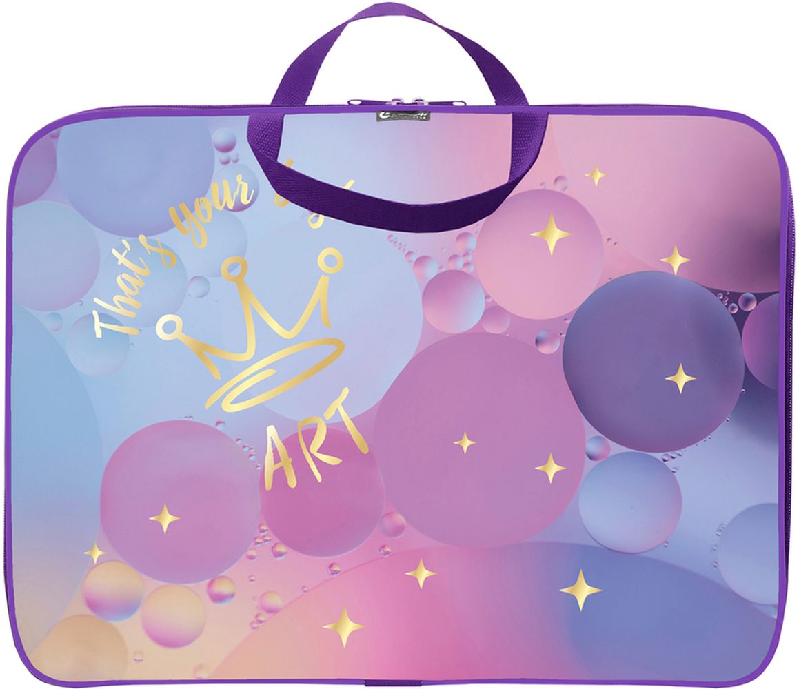 Папка-планшет Lamark Bubbles, A3, 1 отделение, молния с трех сторон, с ручками, 47,5х34,5х4,5 см