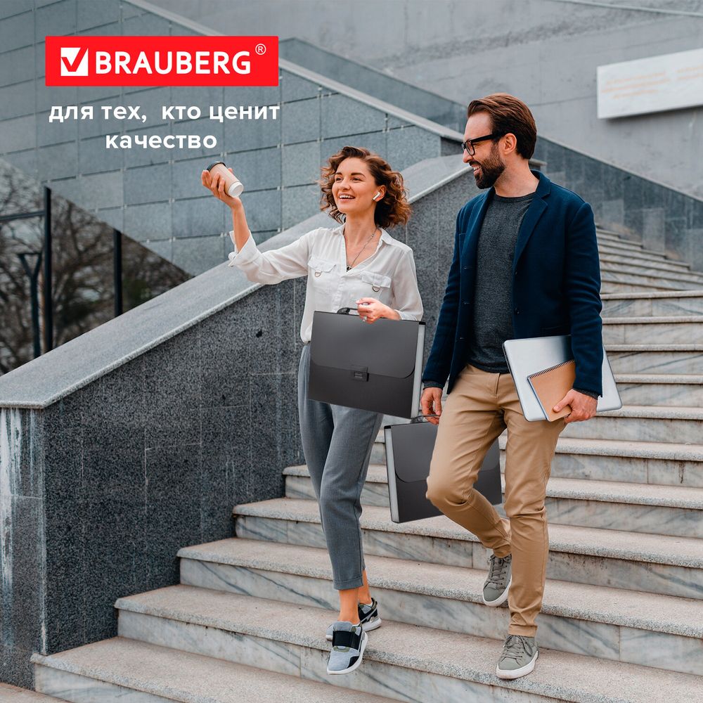 Папка-портфель пластиковая BRAUBERG