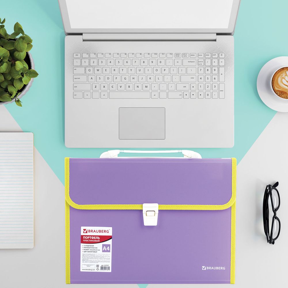 Папка-портфель пластиковая BRAUBERG