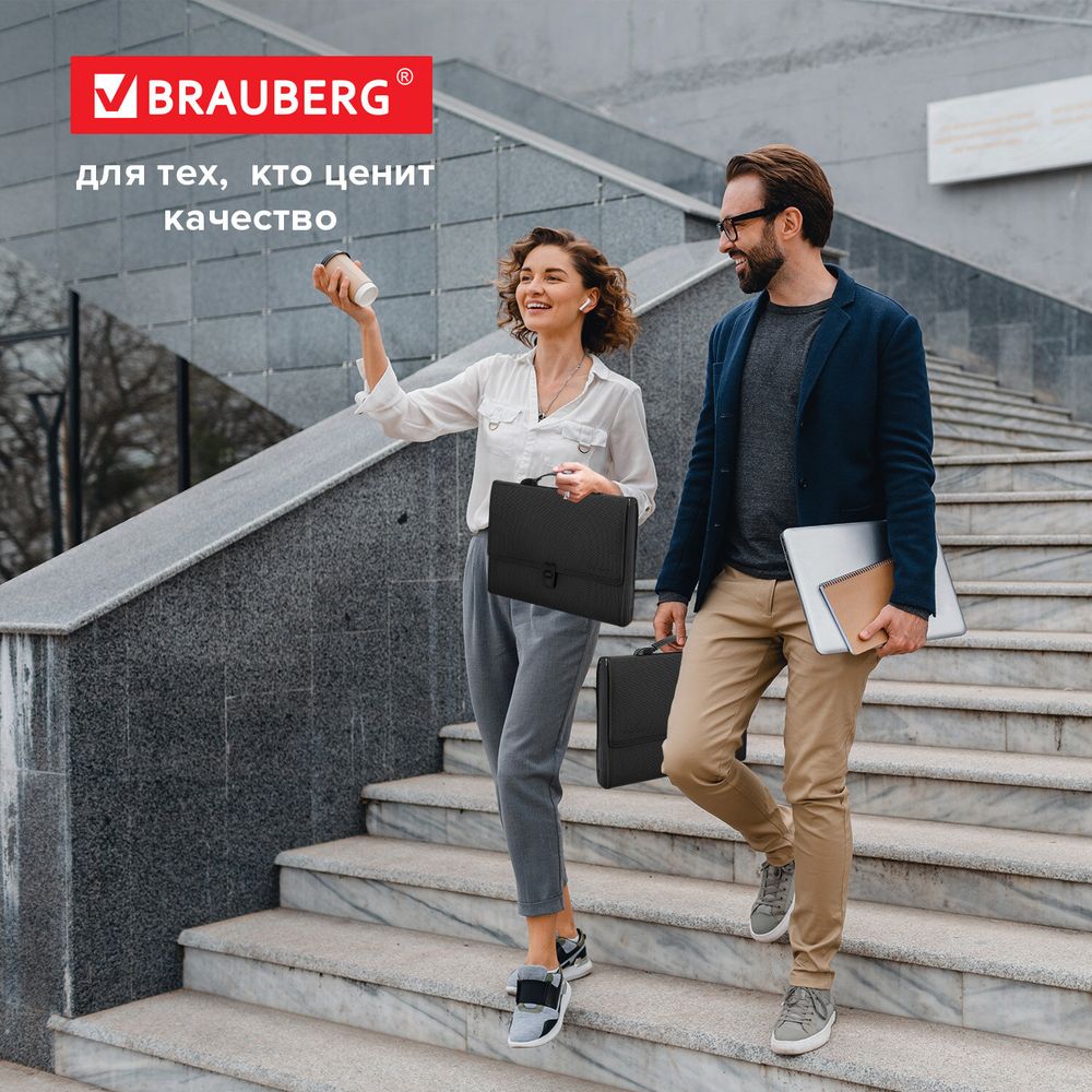 Папка-портфель пластиковая BRAUBERG