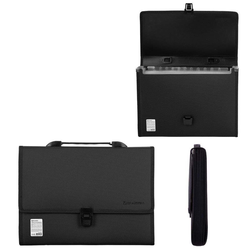 Папка-портфель пластиковая BRAUBERG