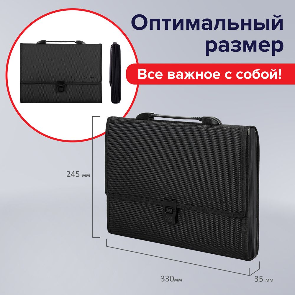 Папка-портфель пластиковая BRAUBERG