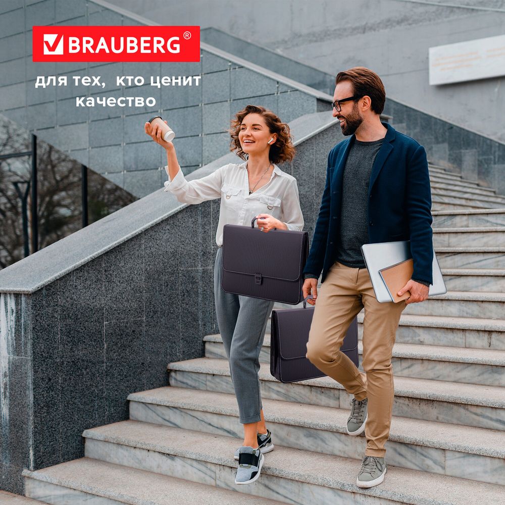 Папка-портфель пластиковая BRAUBERG
