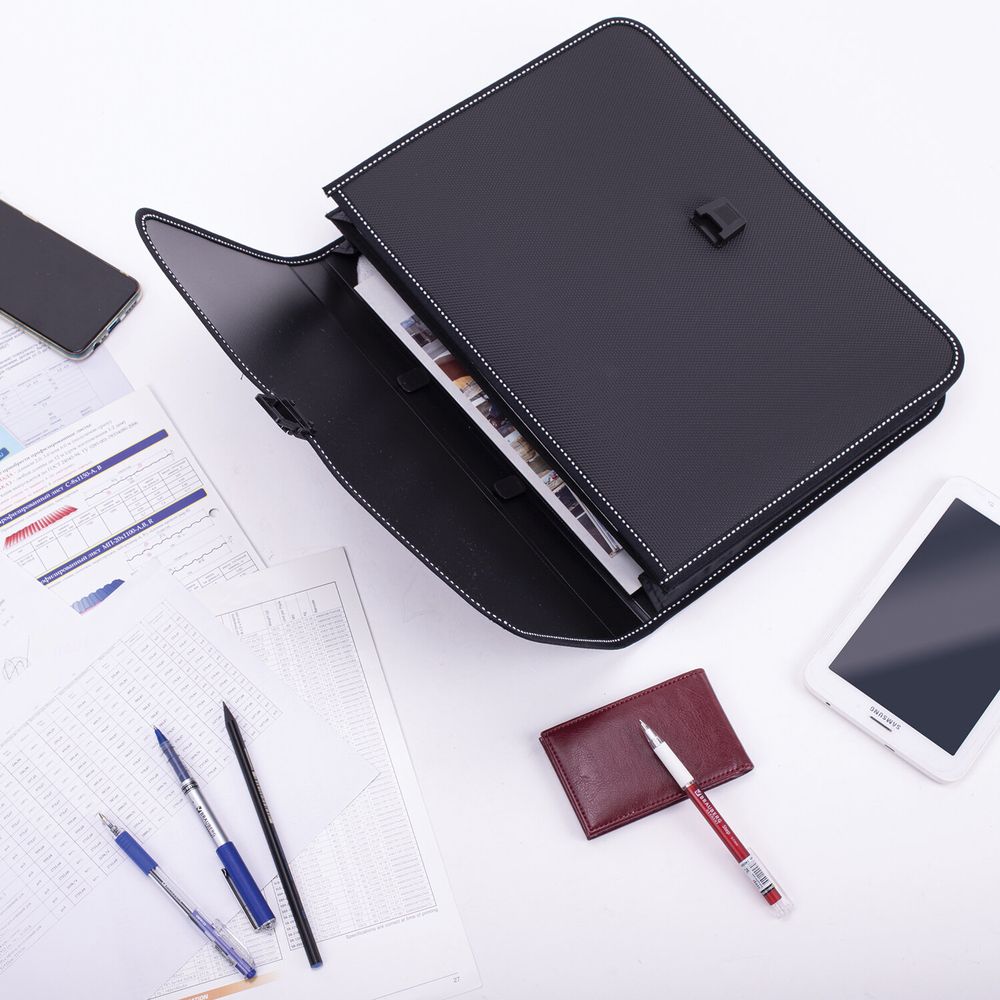 Папка-портфель пластиковая BRAUBERG