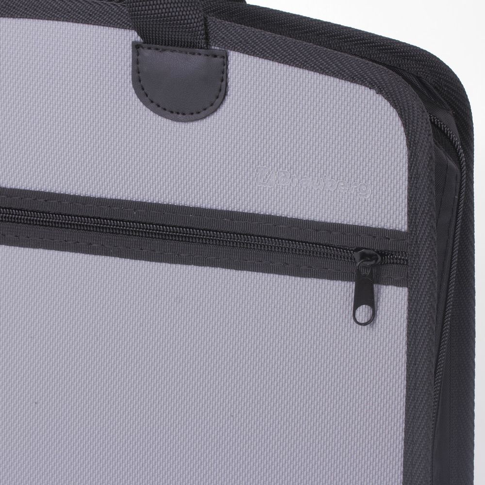 Папка-портфель пластиковая BRAUBERG А4+ (375х305х60 мм), 4 отделения, 2 кармана, серая