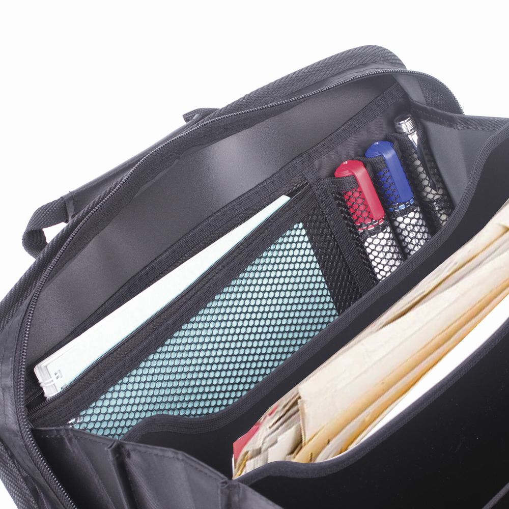 Папка-портфель пластиковая BRAUBERG А4+ (375х305х60 мм), 4 отделения, 2 кармана, серая