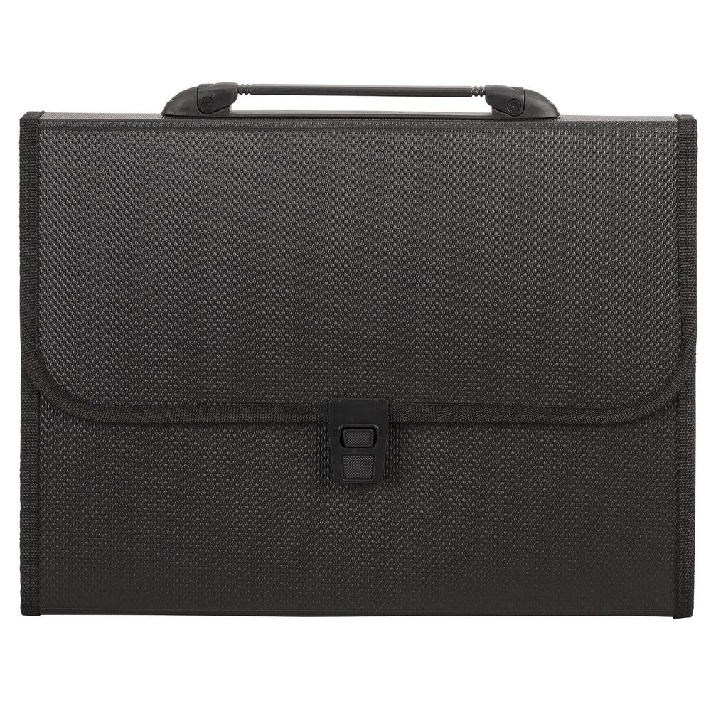 Папка-портфель пластиковая STAFF А4 (330х235х50 мм), 7 отделений, с окантовкой, индексные ярлыки, черный