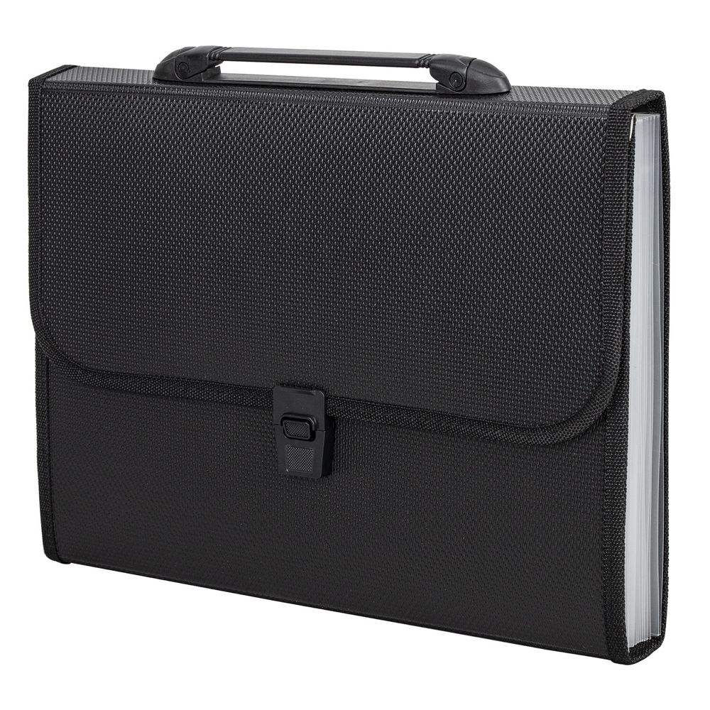 Папка-портфель пластиковая STAFF А4 (330х235х50 мм), 7 отделений, с окантовкой, индексные ярлыки, черный