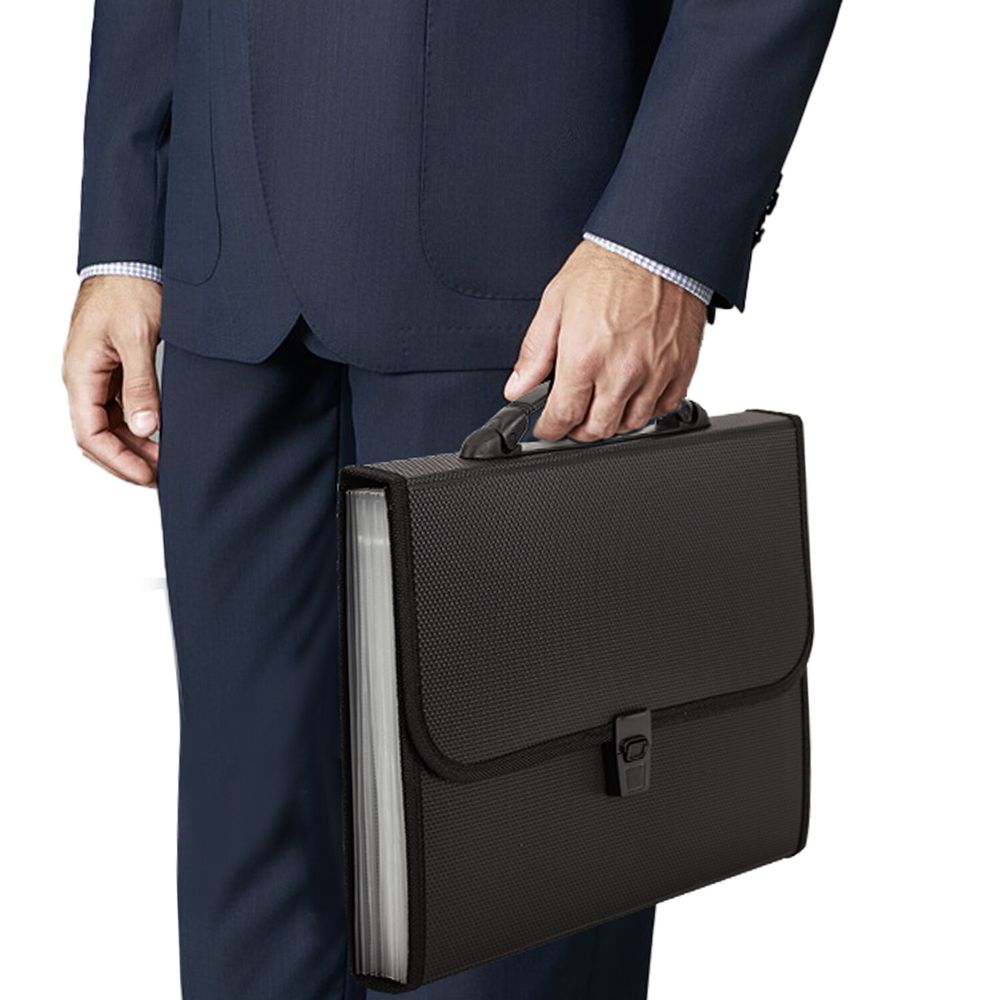 Папка-портфель пластиковая STAFF А4 (330х235х50 мм), 7 отделений, с окантовкой, индексные ярлыки, черный