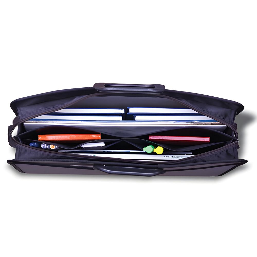 Папка-портфель пластиковая БОЛЬШОГО ФОРМАТА BRAUBERG "ПОРТФОЛИО", А3 (470х380х130 мм), 3 отделения, серая