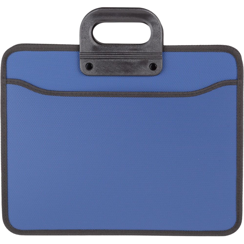 Папка-портфель, А4+, 390х320х112, пластик, 4отделения, с ручками, т-синяя