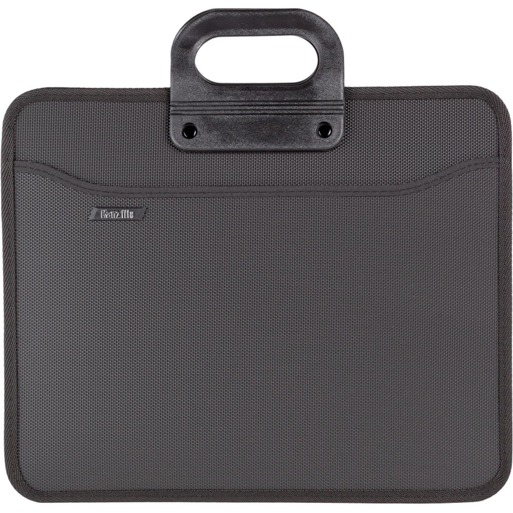 Папка-портфель, А4+, 390х320х112, пластик, 4отделения, с ручками, черная