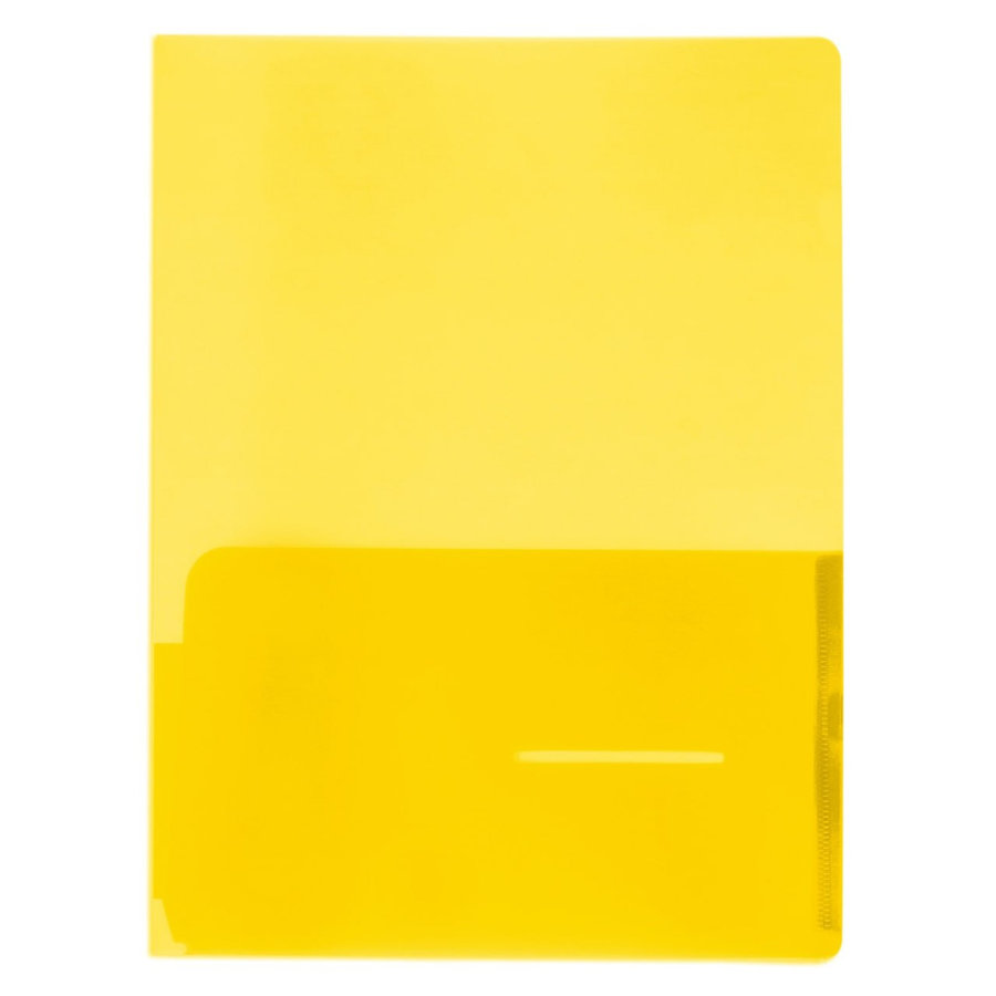 Папка-уголок c 2 внутренними горизонтальными карманами, А4, 0.40мм, пластик, желтая
