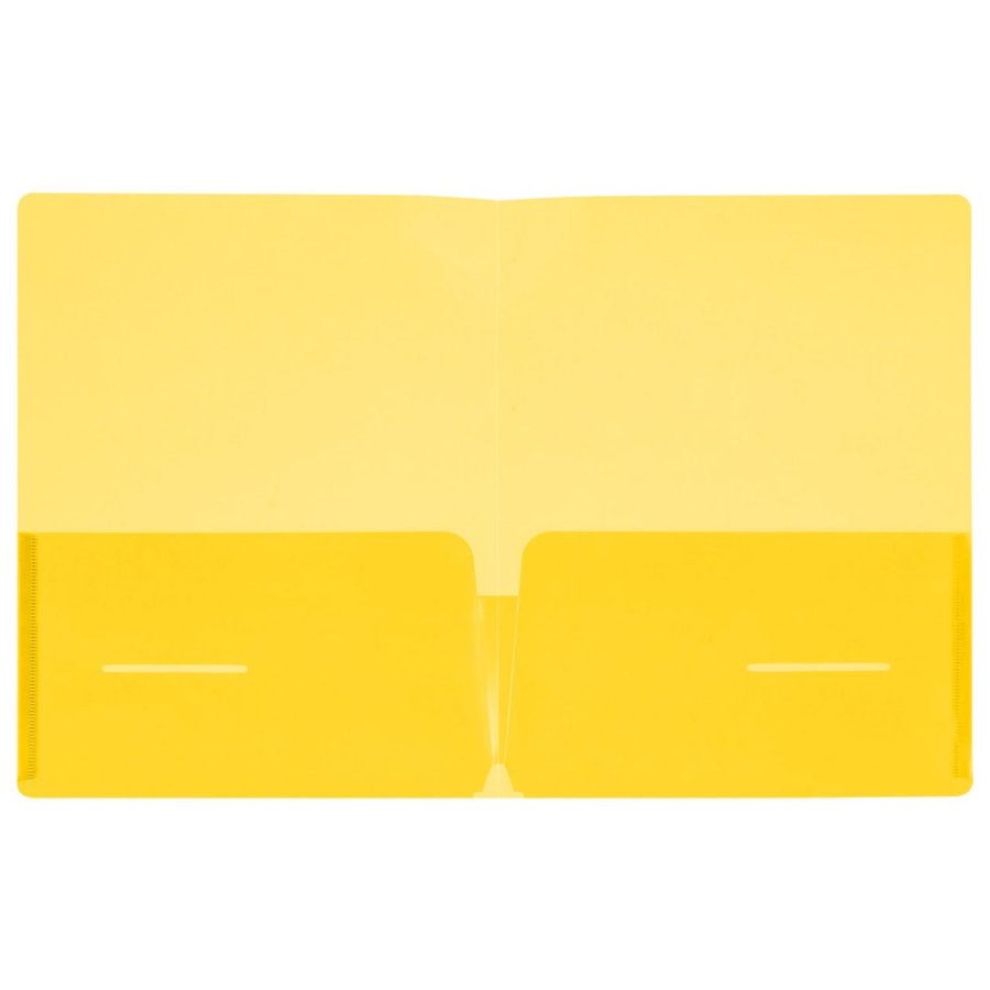 Папка-уголок c 2 внутренними горизонтальными карманами, А4, 0.40мм, пластик, желтая