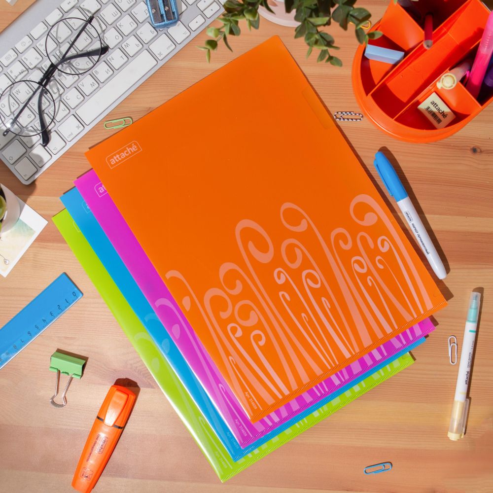 Папка-уголок Attache Fantasy, А4, 180мкм, 8шт/уп, ассорти