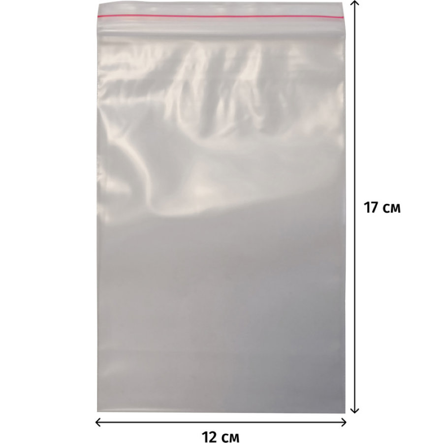Пакет с замком zip-lock ПВД 12x17 см 80 мкм (100 штук в упак.) 