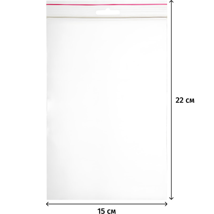 Пакет с замком zip-lock ПВД 15x22 см, 60 мкм, 100 шт/уп)