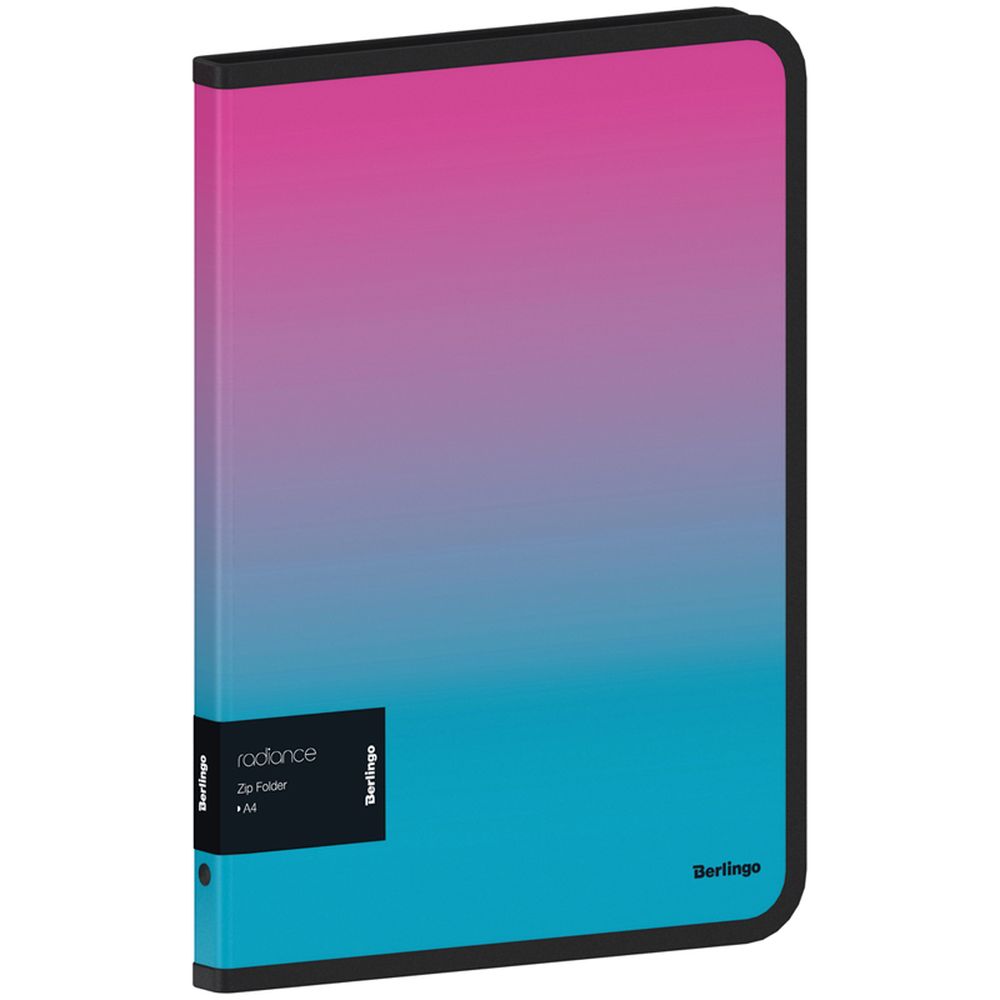 Папка на молнии Berlingo "Radiance" А4, 600мкм, розовый/голубой градиент, с рисунком (дизайн 4)