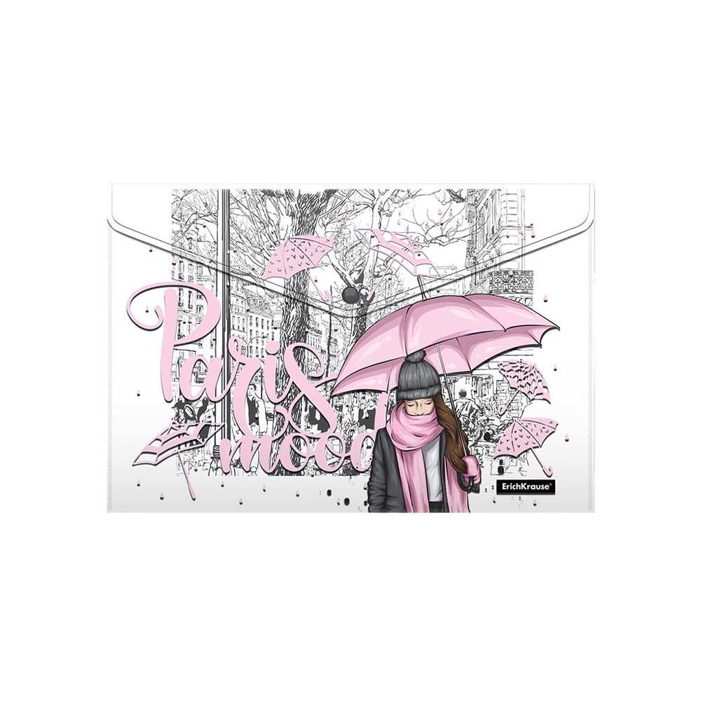 Набор из 4 папок-конвертов на кнопке пластиковых ErichKrause Dreamy Girls, A4, ассорти