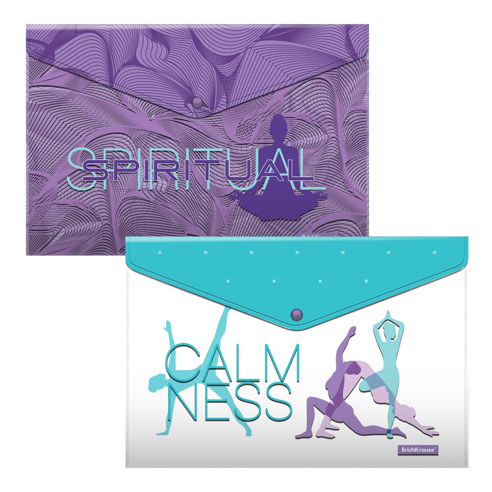 Набор из 4 папок-конвертов пластиковых ErichKrause Meditation, A4, ассорти