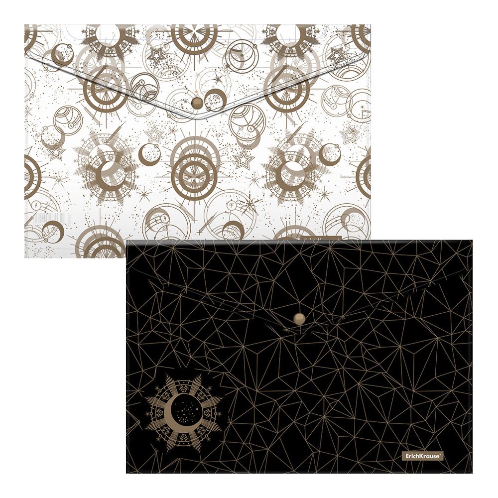 Набор из 4 папок-конвертов на кнопке пластиковых ErichKrause Magic Sky, A4, ассорти