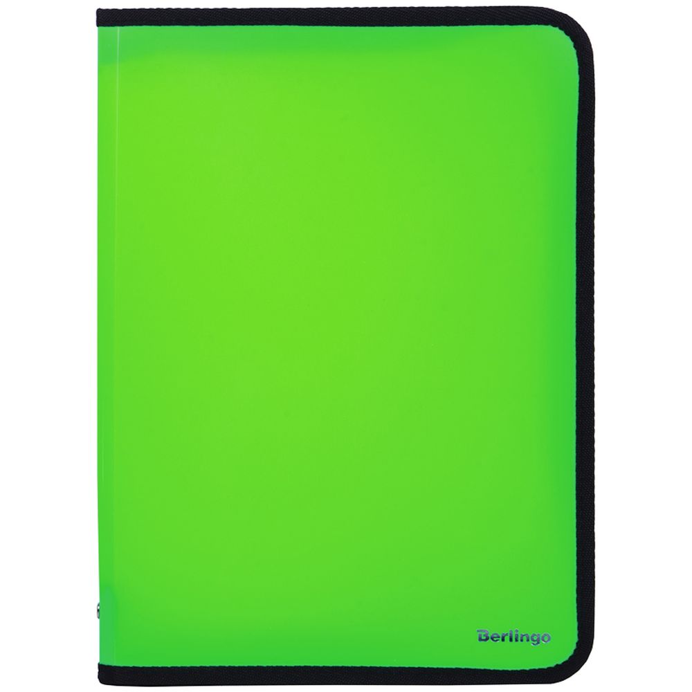 Папка на молнии Berlingo, А4, 500мкм, зеленый неон