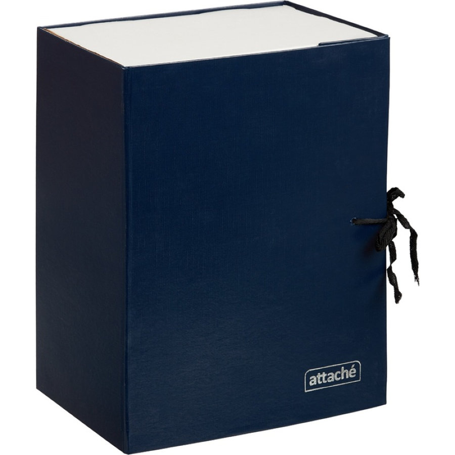 Папка архивная Attache А4 из бумвинила синяя 150 мм (складная, 2 х/б завязки, до 1500 листов) 