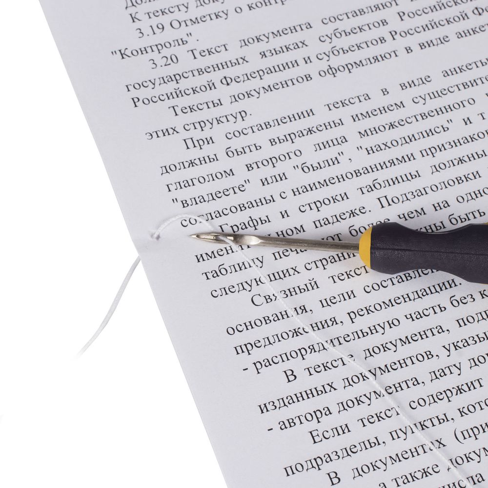 Набор для прошивки документов (шило с ушком, нить 60 м), в блистере, STAFF