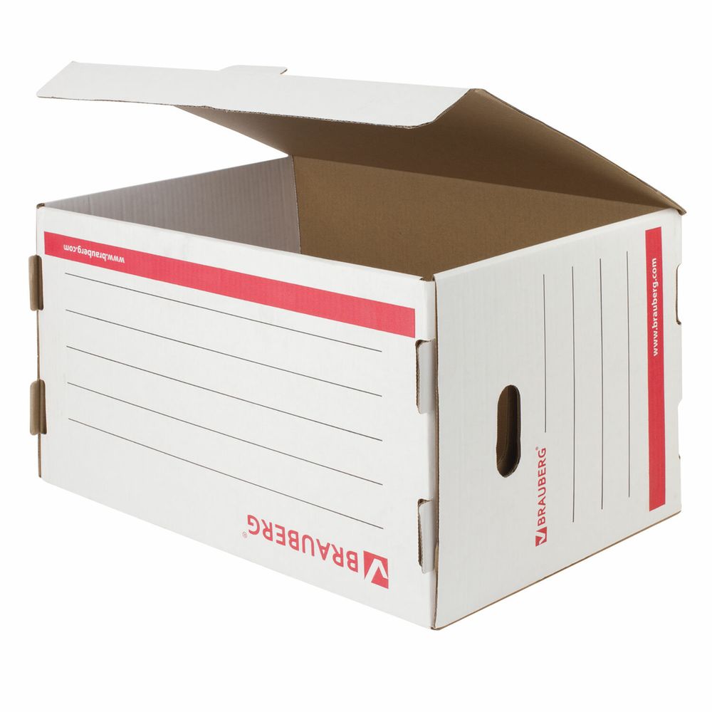 Короб архивный (306х525х338 мм), гофрокартон, белый, BRAUBERG